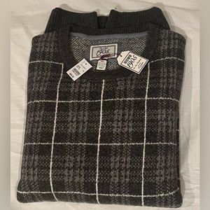 Jos A Bank Plaid Crew Neck Sweater 1905 Collection Tailored Fit Charcoal XXL NWT